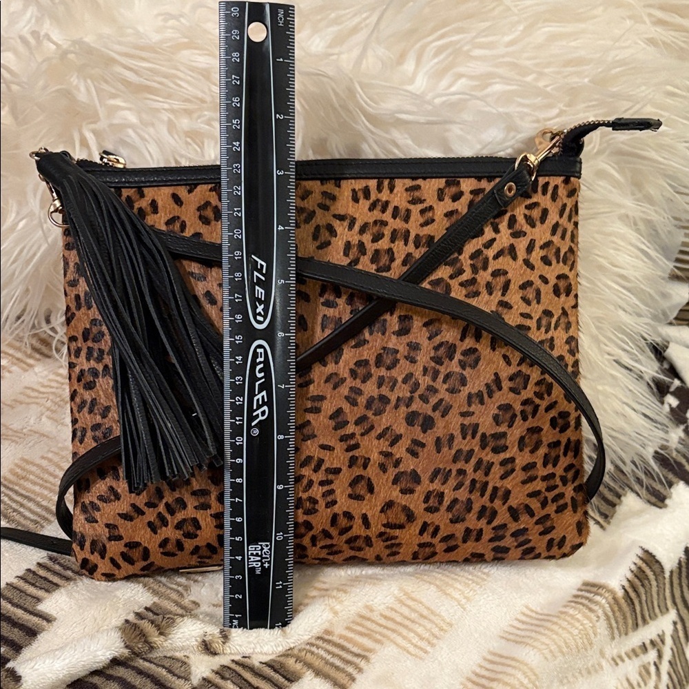 Chico's Animal Print Crossbody Bag with Black Tassel - Picture 2 of 10